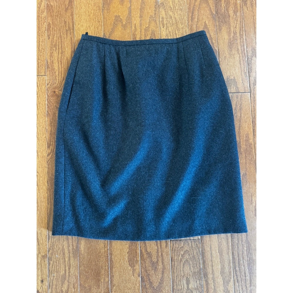 Liz Claiborne 100% Wool Pencil Skirt Sz 4 Quiet Luxury Minimal Chic Charcoal